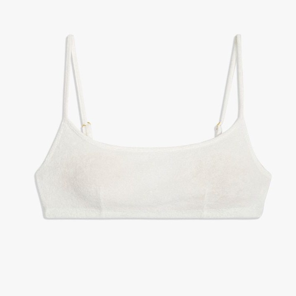 NWT WeWoreWhat Pull On Towel Terry Top Bra, White